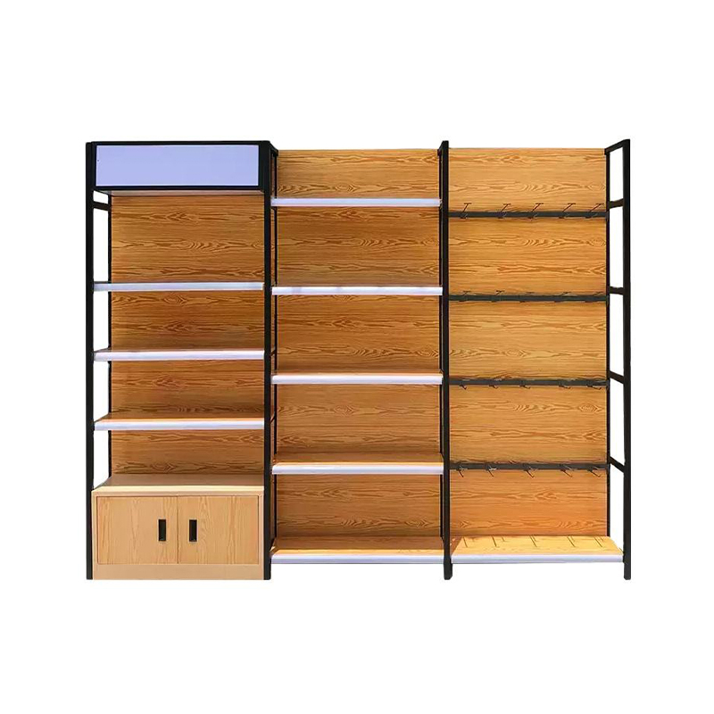 Jitterbug Heavy Duty Single Sided Supermarket Shelves Wood And Metal Merchandise Display